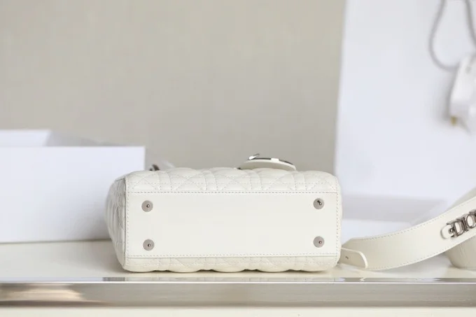 Dior My Lady High-end Women’s Handbag White Silver Lock 20×16.5 cm product view 7