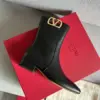 Valentino Women Black Leather Ankle Boots product view 4