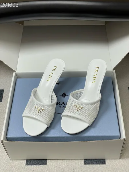Prada Heeled Slides White product view 2