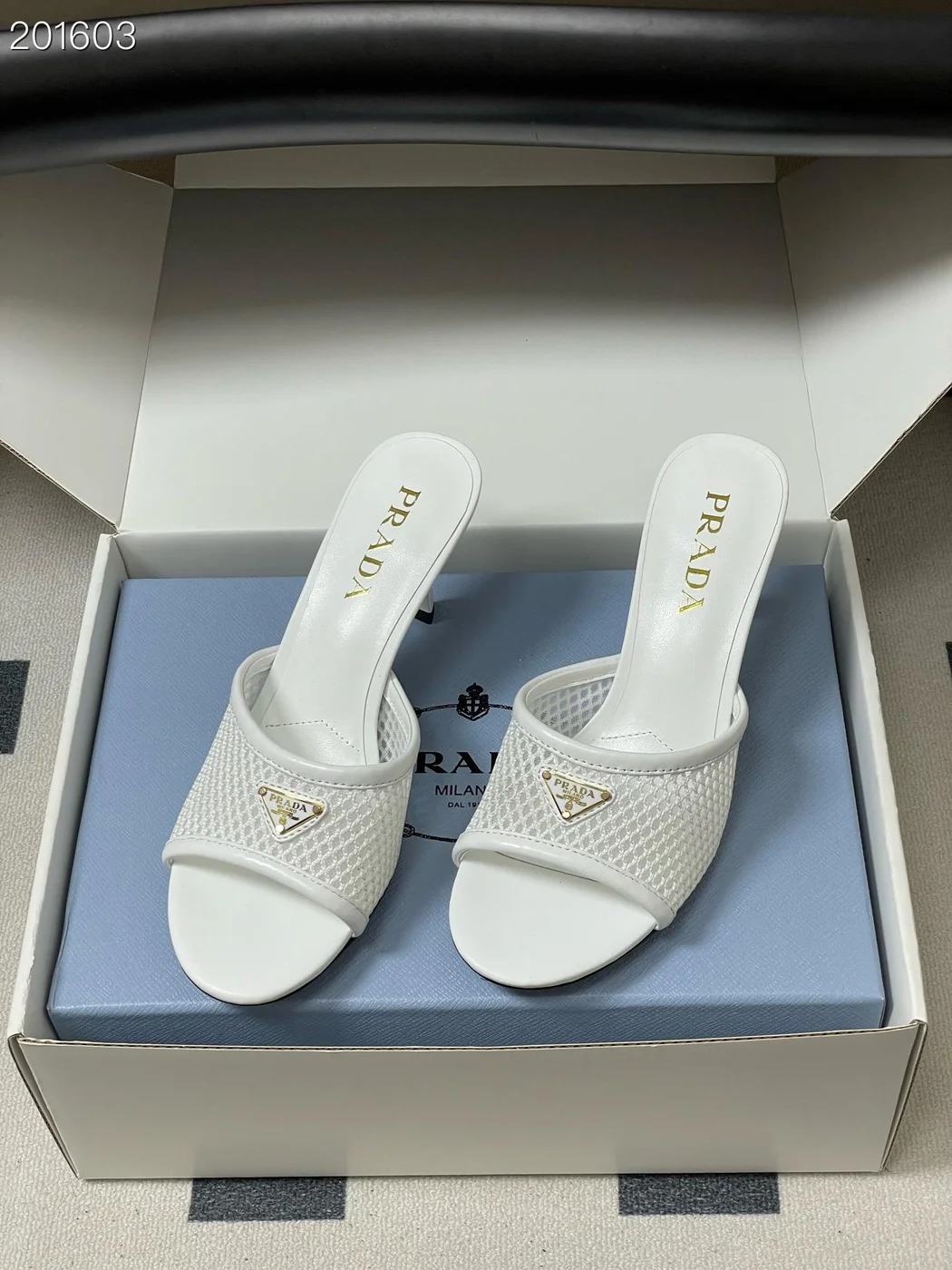 Prada Heeled Slides White product view 2
