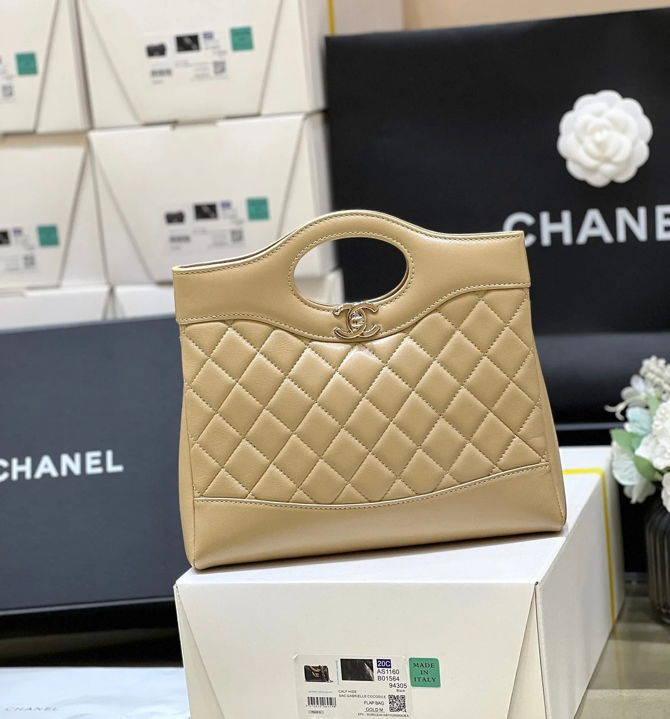 Chanel Calfskin Suede Quilted Mini 31 Shopping Bag product view 7