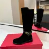 Valentino Women Black Suede Leather Strap Boots product view 5