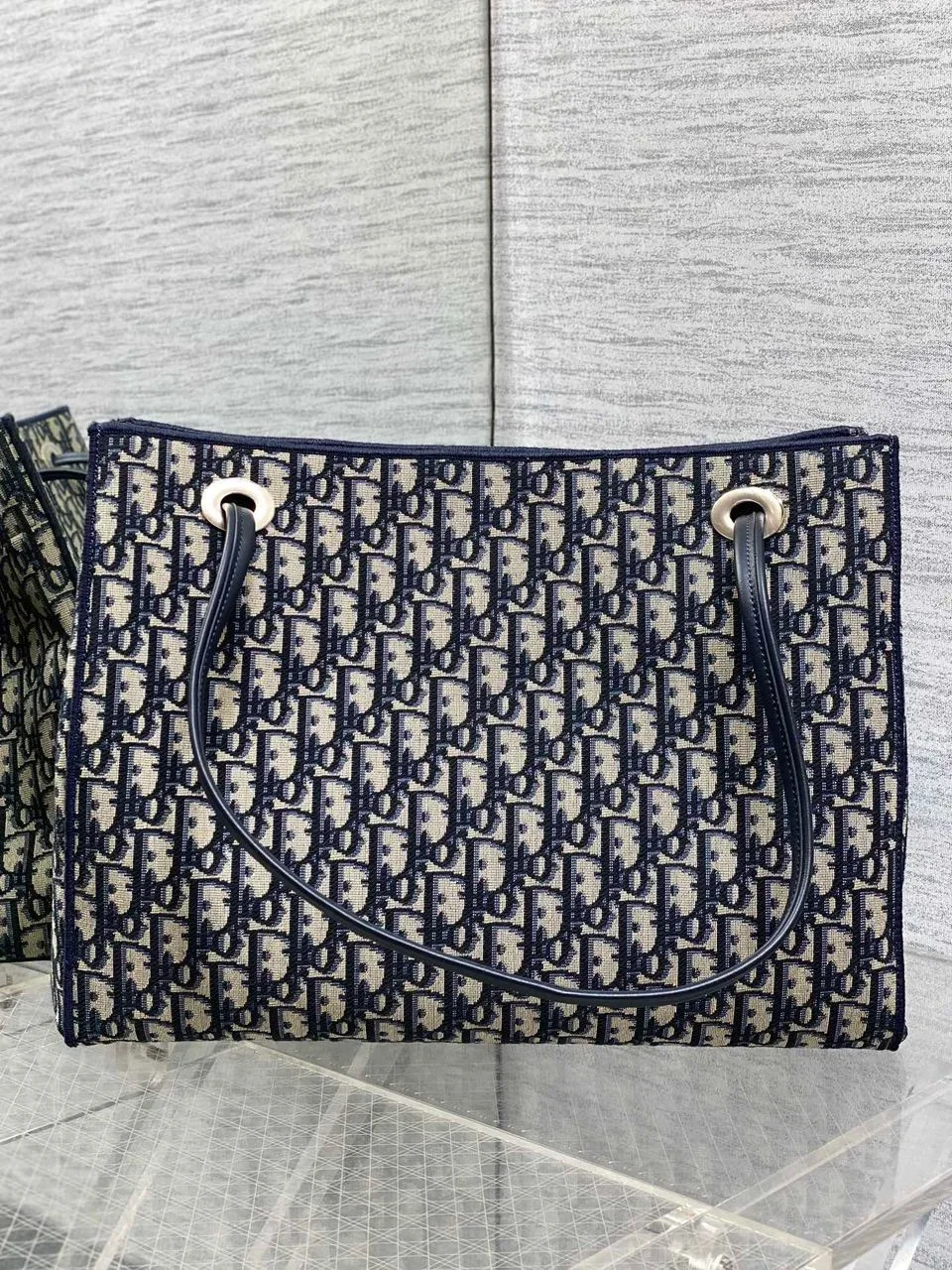 Dior Promenade Shopping Bag in Blue Dior Oblique Jacquard product view 6