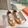 Hermès Women Brown Mesh Suede Sneakers product view 3