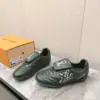 Louis Vuitton Women Dark Green Leather Sneakers product view 3