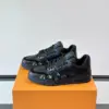 Louis Vuitton Men Black Leather Sneakers With Multicolor Accents product view 3
