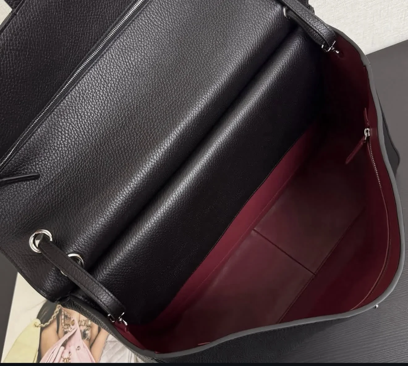 Chanel Maxi Flap 38 Black Silver Hardware Bag product view 3
