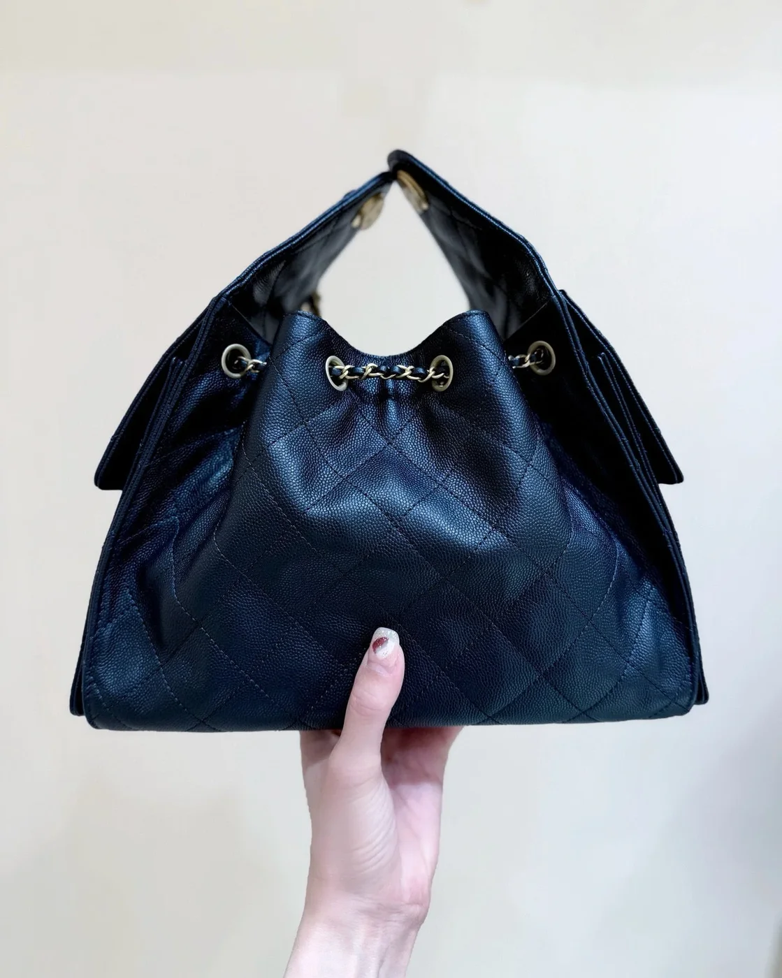 Chanel 25 Small Black Caviar Gold Hardware Bag product view 5