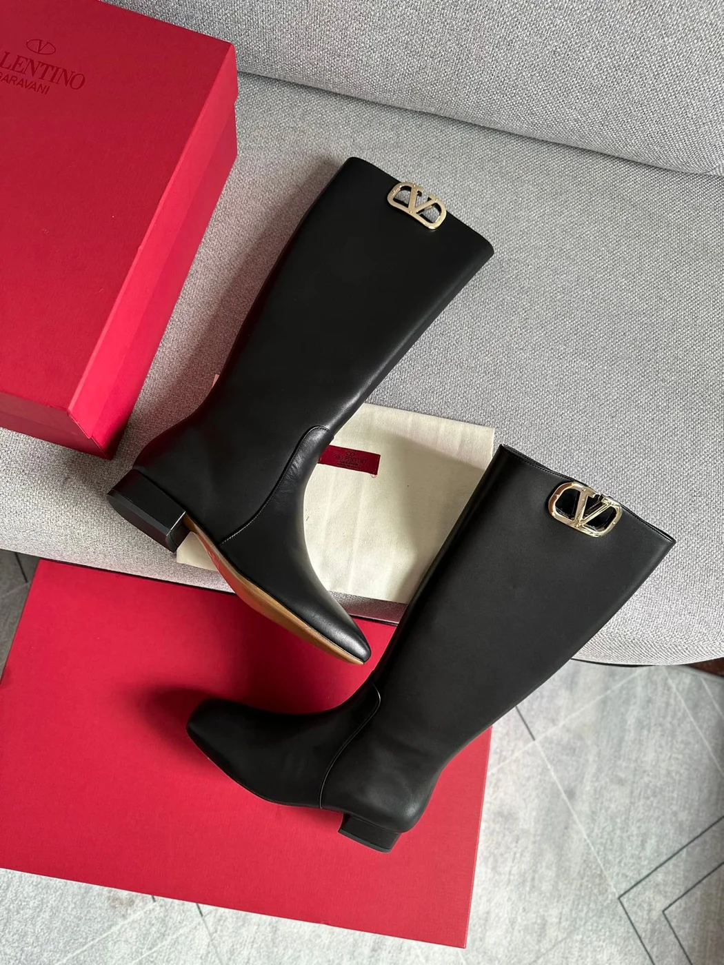 Valentino Women Black Leather Tall Boots product view 6
