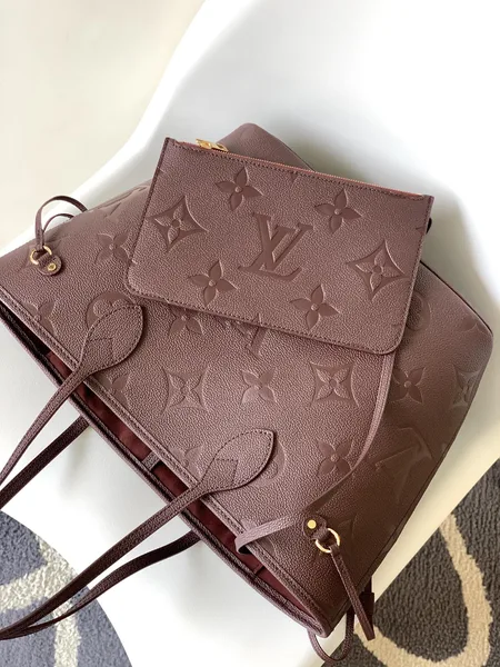 Louis Vuitton Neverfull MM Bag — Burgundy Embossed Monogram product view 5