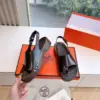 Hermès Women Dark Brown Leather Slingback Sandals product view 6