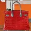 Hermès Birkin 30 Red/Liam Blue Crocodile Leather Gold Hardware. – Custom Made Bag product view 7