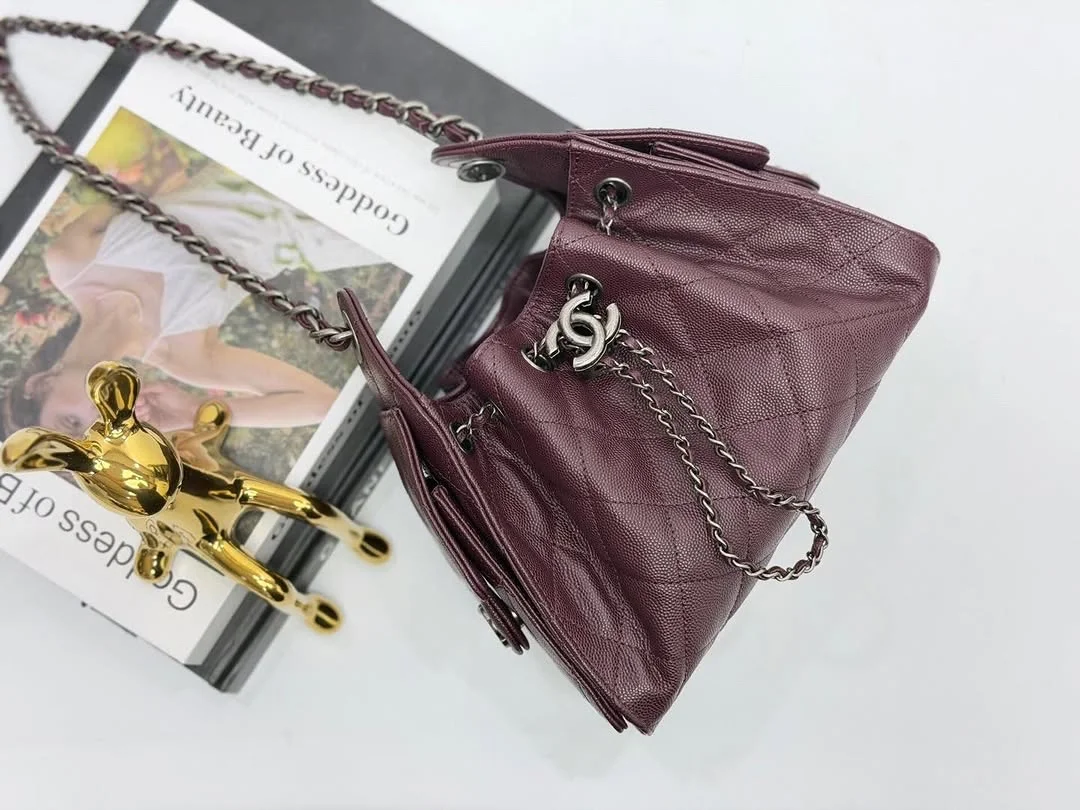 Chanel 25 Mini Burgundy Silver Hardware Bag product view 4