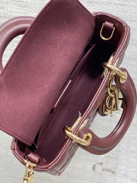 Dior Small Lady D‑Joy Bag 19 In Burgundy Gold Hardware product view 5