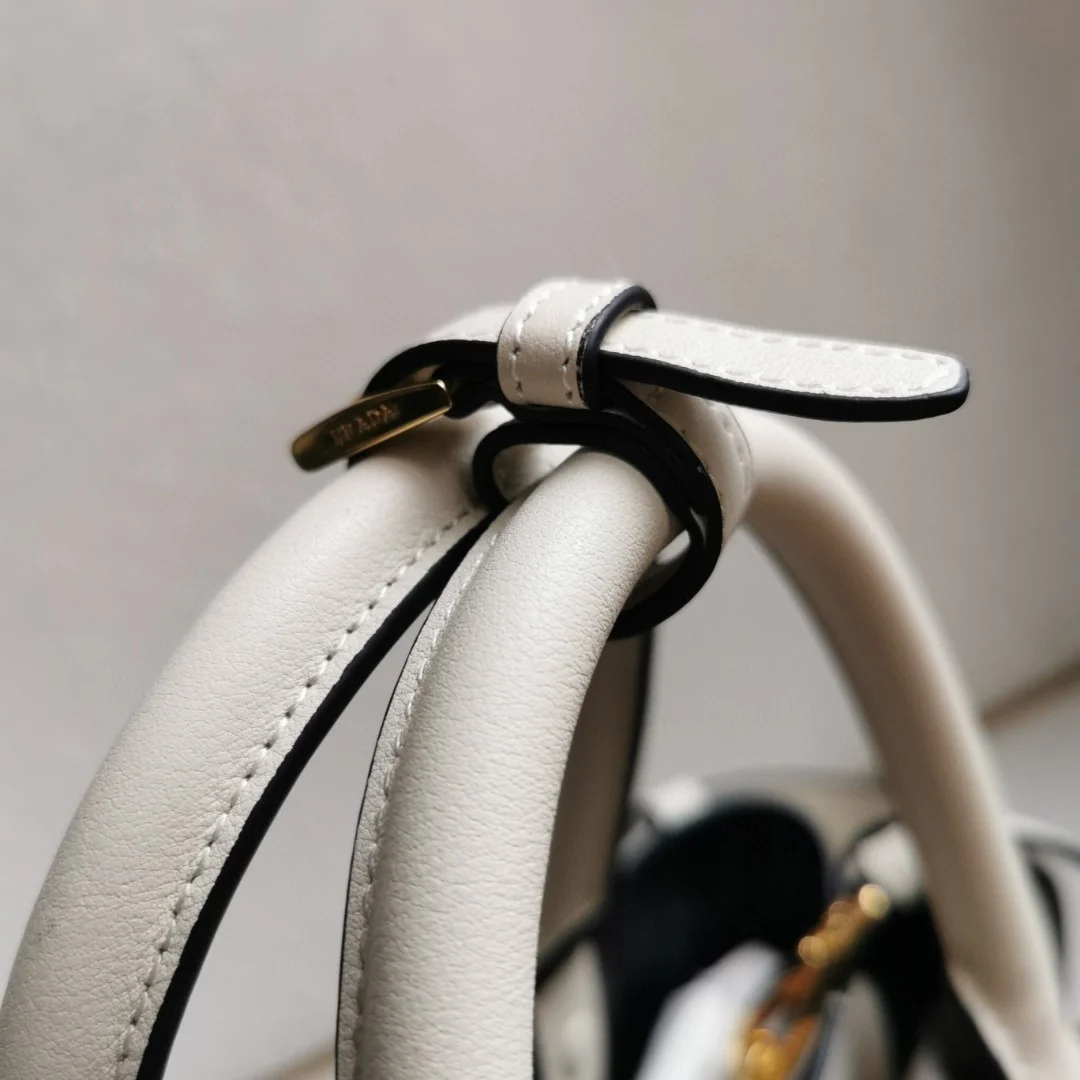Prada White/Black Prada Buckle small leather handbag with belt product view 6