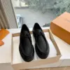 Louis Vuitton Women Black Leather Loafers — Wide-Strap Detail product view 1