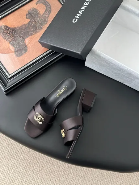 Chanel Women Dark Brown Satin Mules product view 3
