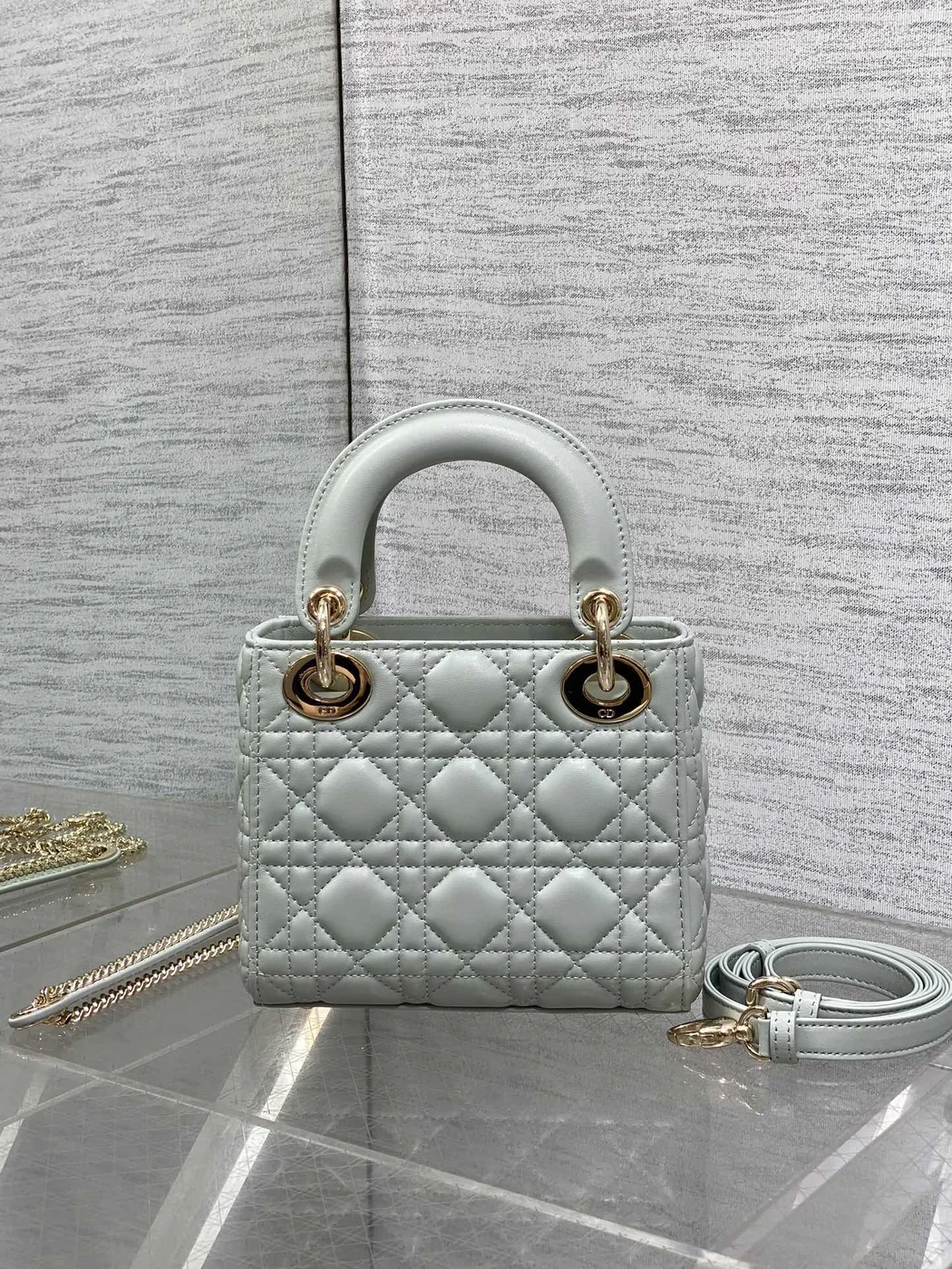 Dior Mini Lady Dior Bag in opaline gray product view 4