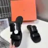 Hermès Women Black Leather Flat Sandals product view 5