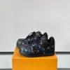 Louis Vuitton Men Black Leather Multicolor Logo Sneakers product view 3