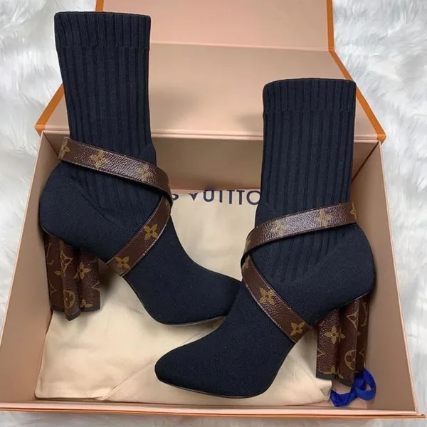 Louis Vuitton Silhouette Ankle Boots in black technical knit product photo