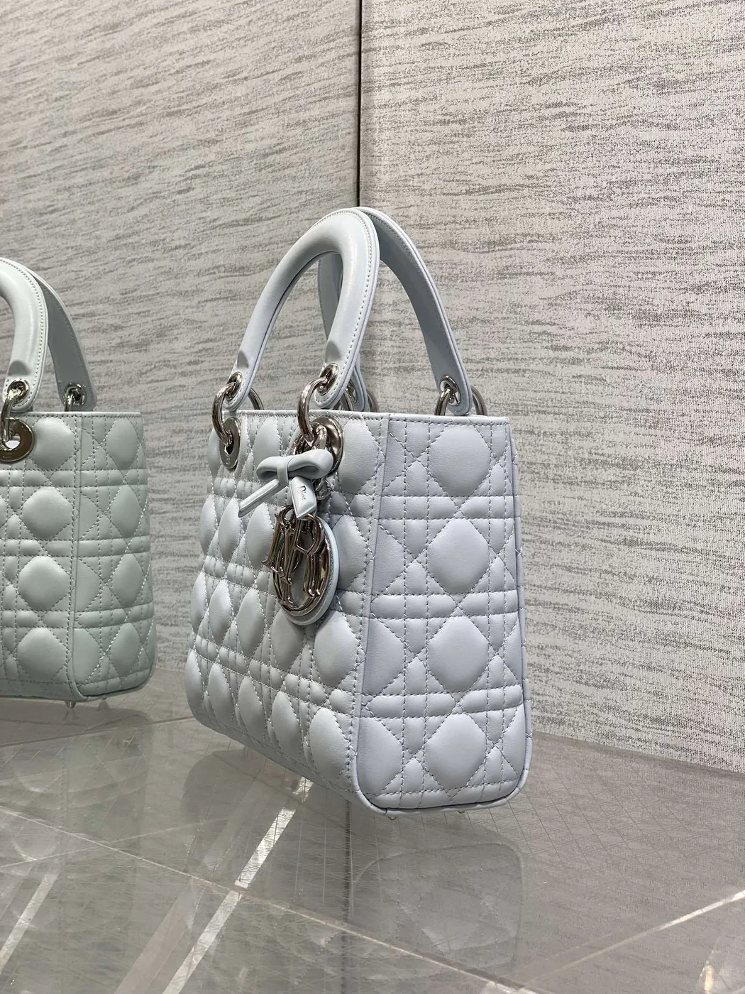 Dior Small Lady Dior Bag in Ice Blue Cannage product view 4