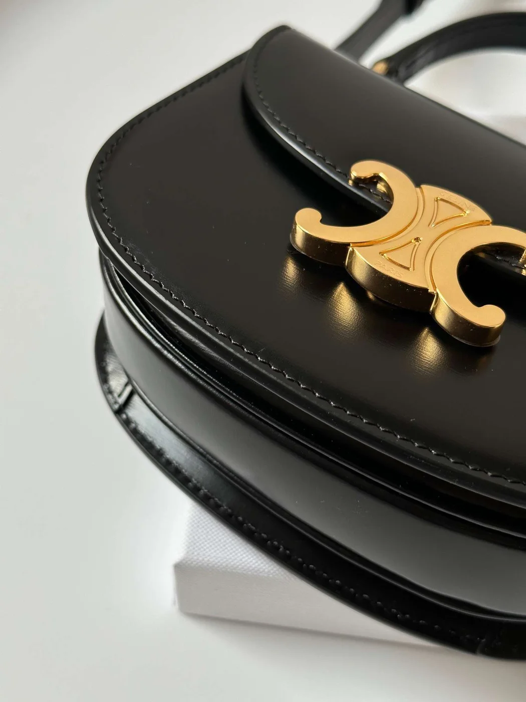 Celine Mini Crossbody Black Leather Strap Gold Lock 15.5x11cm Bag product view 6