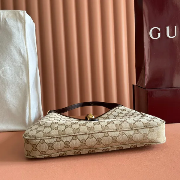Gucci 25S Jackie Monogram 28 cm In Light Brown Canvas And Calfskin Bag product view 7