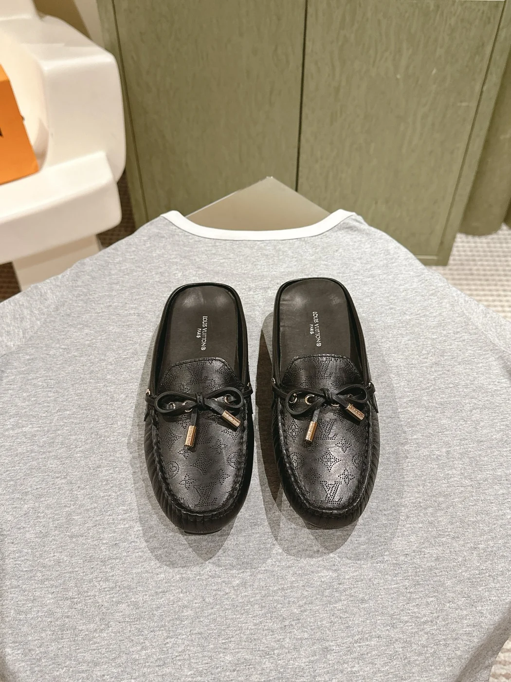 Louis Vuitton Women Black Leather Mules product view 1