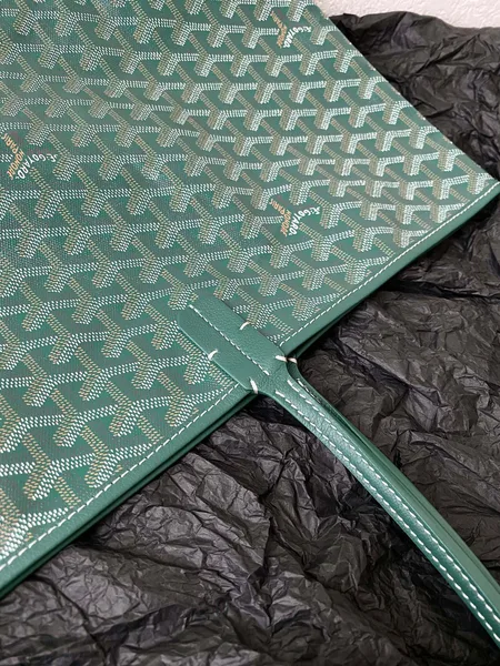 Goyard Green Goyardine Canvas  Chevroches Calfskin Saint Louis PM Tote product view 3
