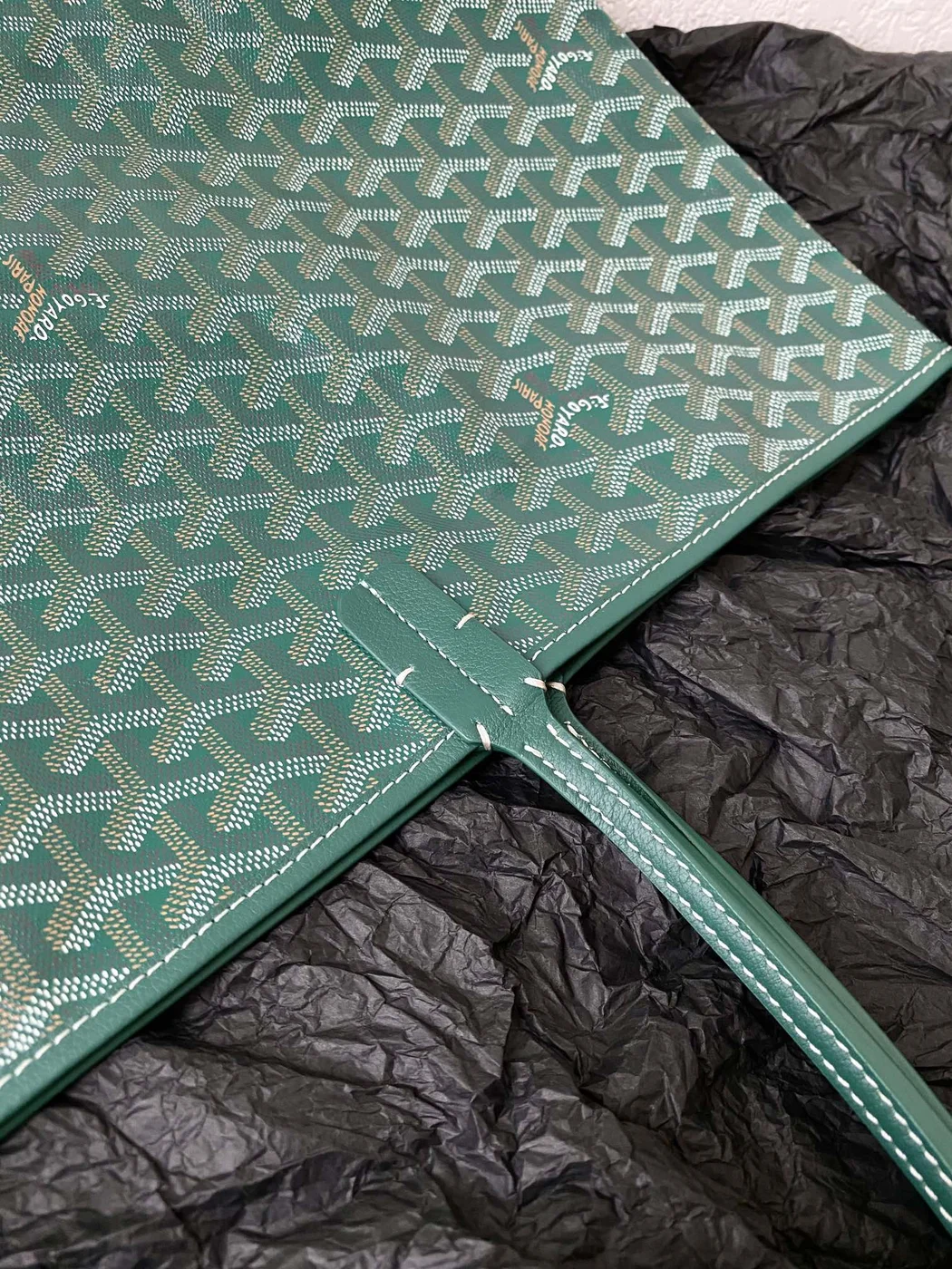 Goyard Green Goyardine Canvas  Chevroches Calfskin Saint Louis PM Tote product view 3