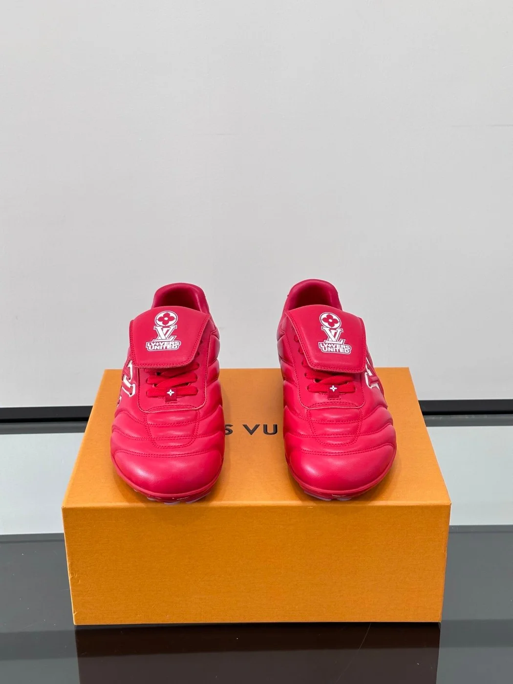Louis Vuitton Men Red Leather Sneakers product view 2