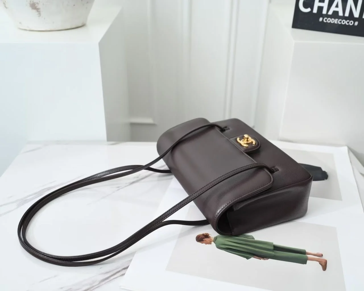 Chanel Preppy Coco Small Flap Bag in dark brown product view 2