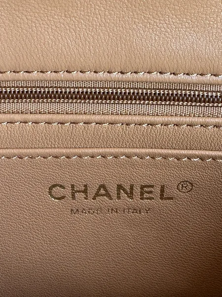 Chanel Flap Bag 20 In Bronze Brown Lambskin With Handle product view 6