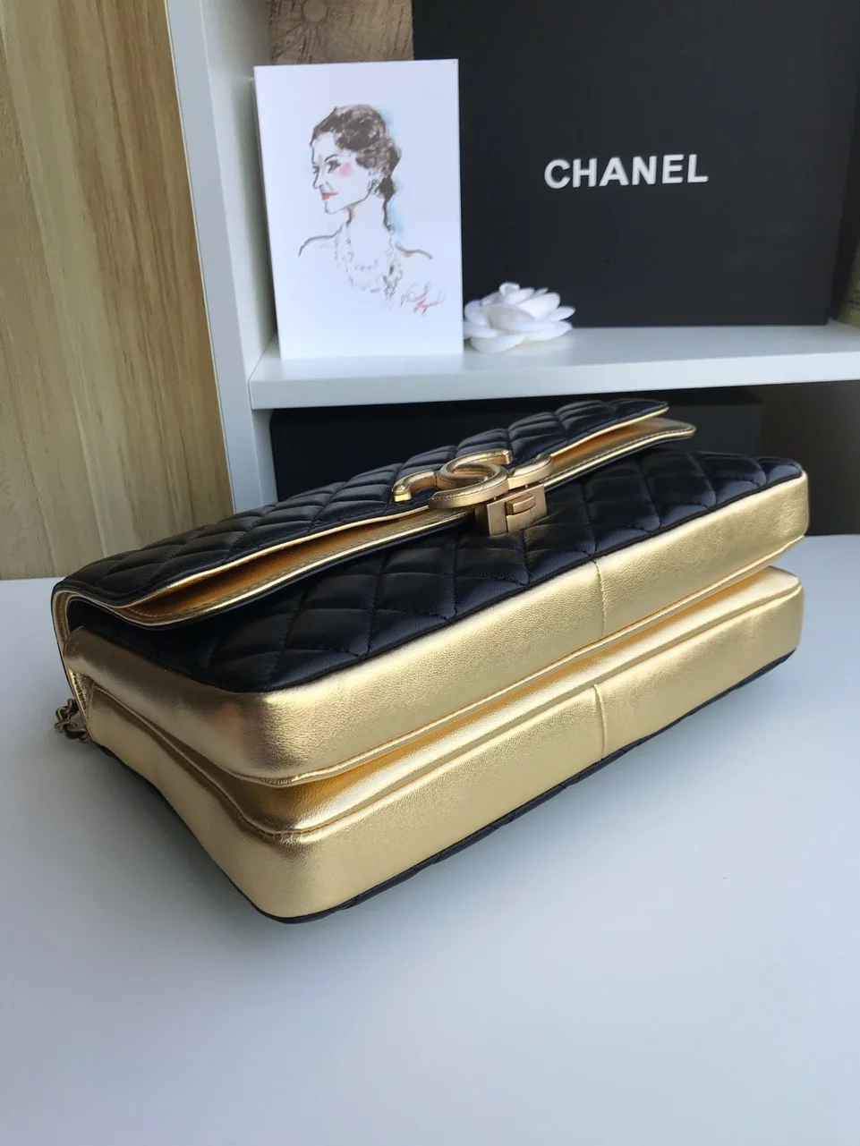 Chanel Woman’s Handbags Black Mix Yellow Leather 25 cm product view 6