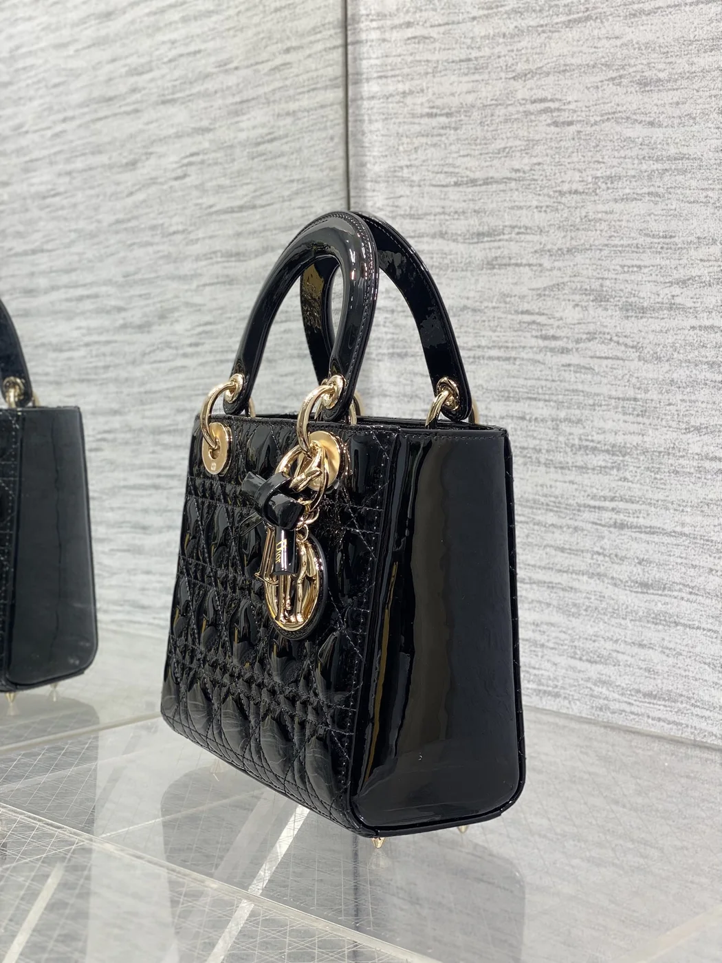 Dior Small Lady Dior bag in Black Patent product view 5