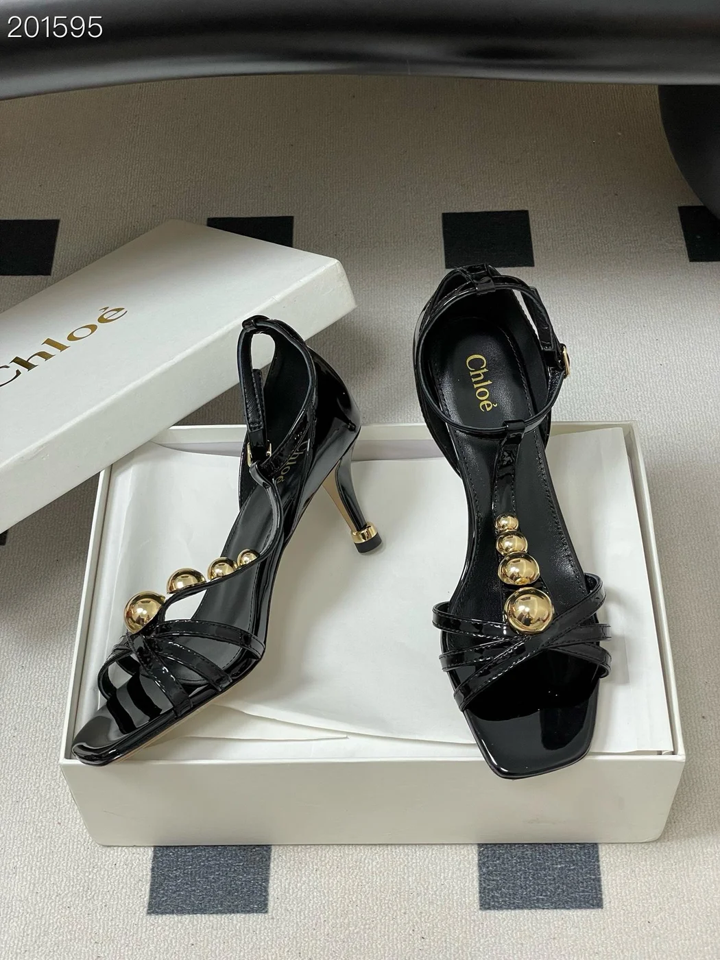 Chloé Strappy Heels Black Gold product view 3