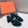 Hermès Women Dark Green Suede Sandals product view 3