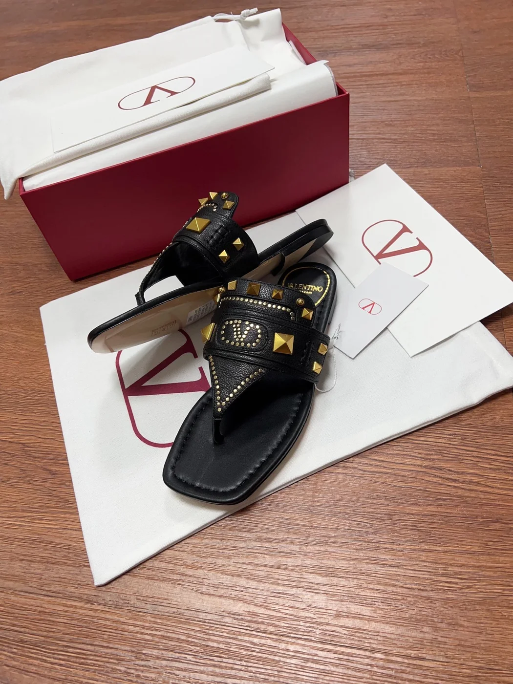Valentino Women Black Leather Studded Flats product view 4