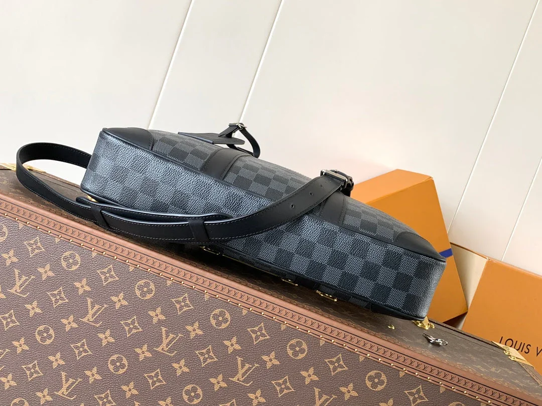 Louis Vuitton Checkered Briefcase Gray and Black product view 5