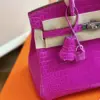 Hermès Birkin 25 Purple Crocodile Leather Palladium Hardware Bag product view 5