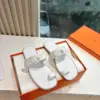 Hermès Women White Leather Flat Sandals product view 3