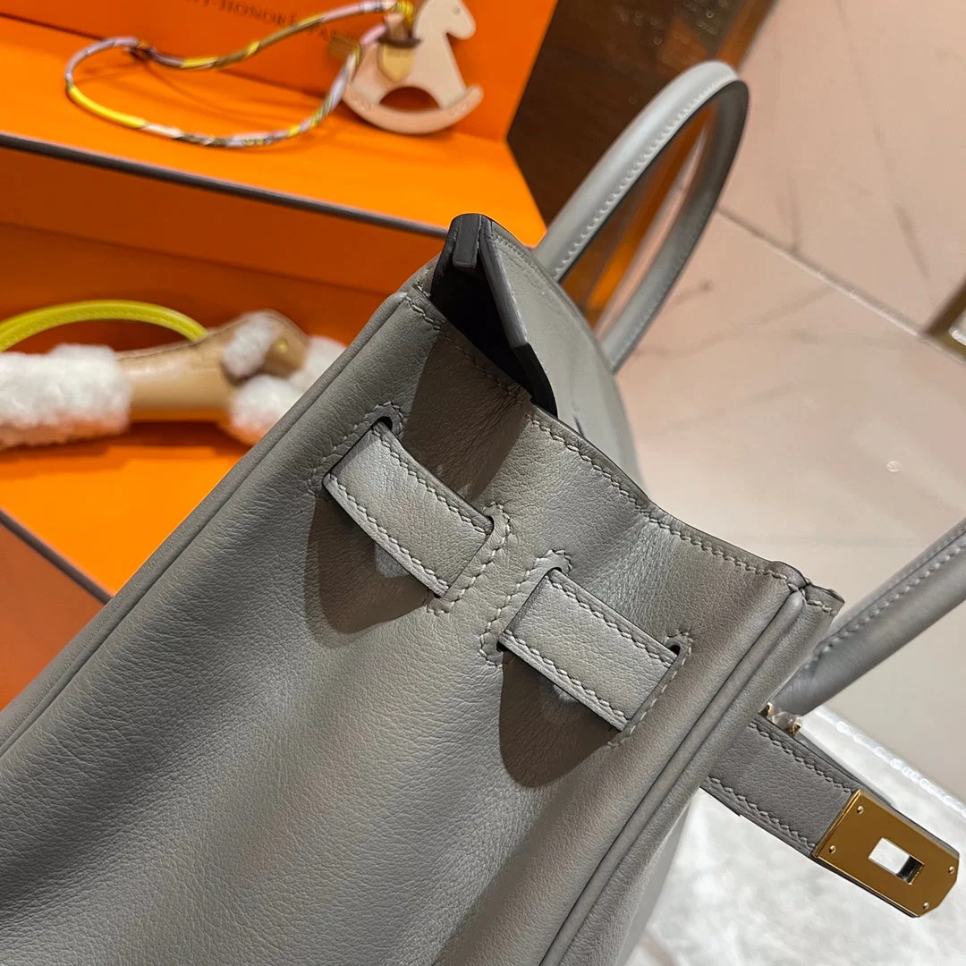 Hermès Birkin 30 cm Grey Swift Leather Gold Hardware Bag product view 7