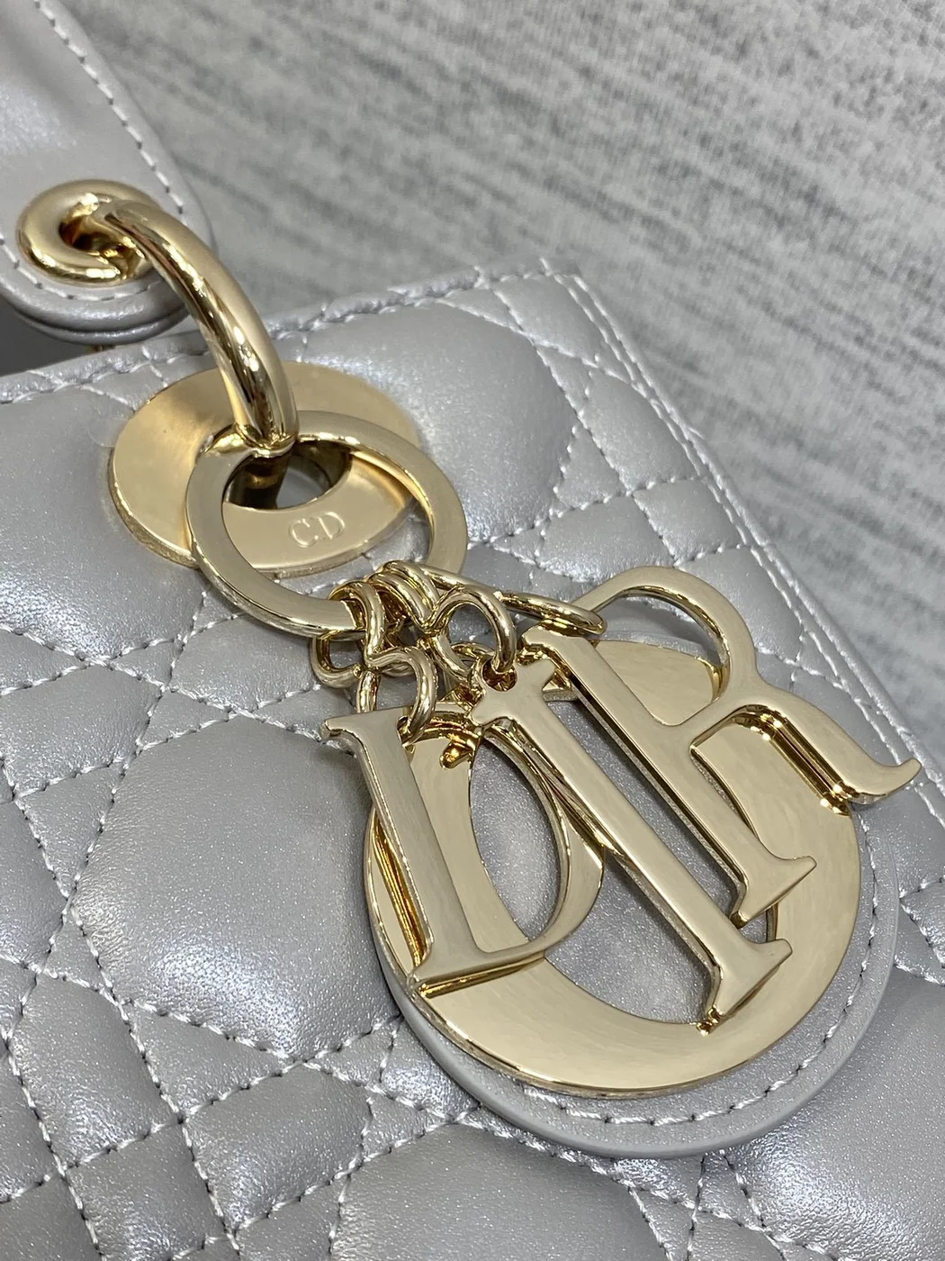 Dior Medium Lady in Grey Gold Hardware Bag product view 3