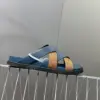 Hermès Women Navy Blue Leather And Brown Sandals product view 6