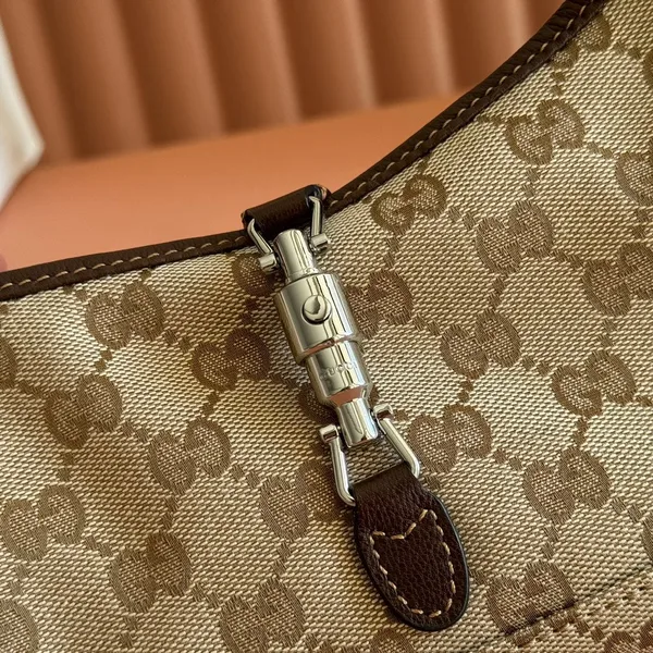 Gucci 25S Jackie Monogram 27 cm In Light Brown Canvas And Calfskin Bag product view 8