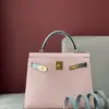 Hermès Kelly 25 Rose Sakura  Gris Perle Chèvre Epsom Leather Gold Hardware Bag product view 2