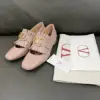 Valentino Women Blush Pink Leather Fringe Loafers product view 1
