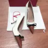 Valentino Women White Leather Brown Bow Detail Pumps product view 4