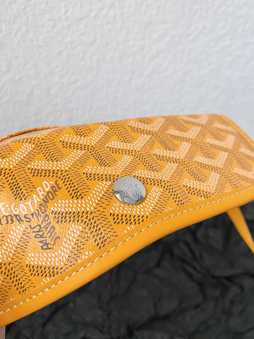 Goyard Yellow Goyardine Canvas  Chevroches Calfskin Saint Louis PM Tote product view 6